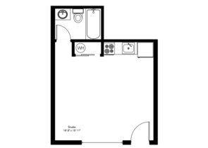 Studio floor plan image at University Manor Apartments in Tucson AZ